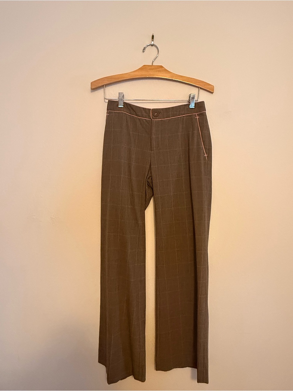 Rebecca Taylor Teal Plaid pants with Pink Floral Trim